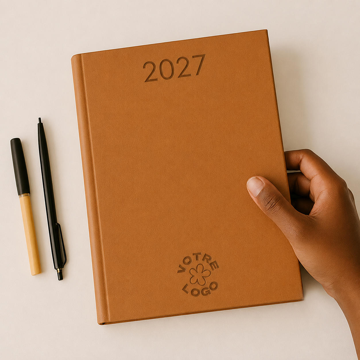 Agenda effet cuir premium, personnalisable avec un logo